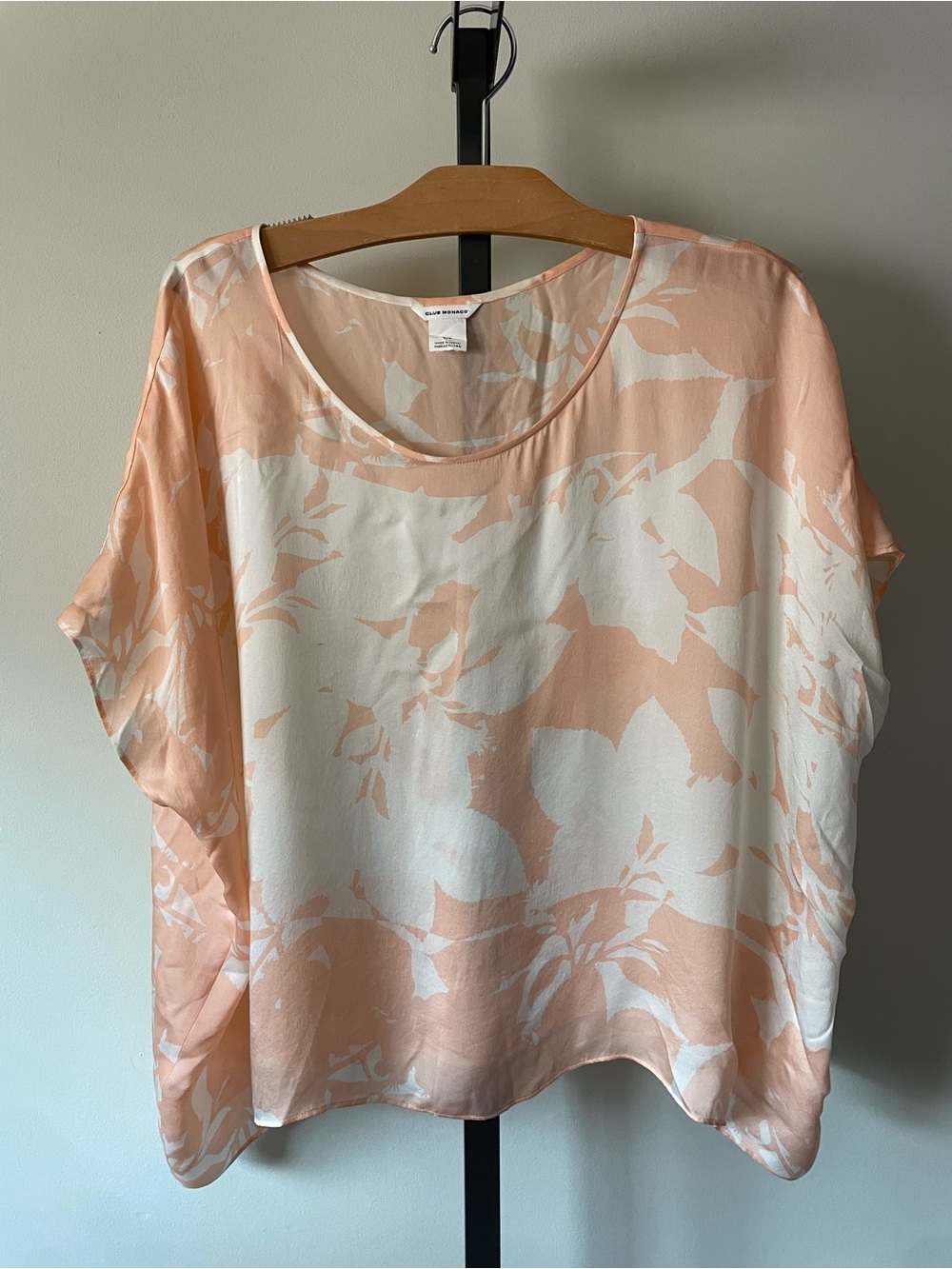 Club Monaco 100% Silk Floral Boxy Floral Kimono Top Oversized Size Small